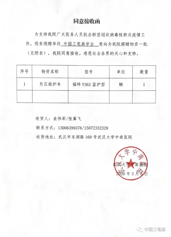 中国工笔画学会:爱心募捐救护车，为湖北抗疫助力