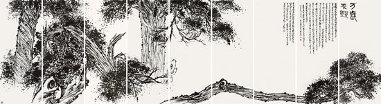 中国画 "清奇古怪"汉柏图 368cm×145cm×9